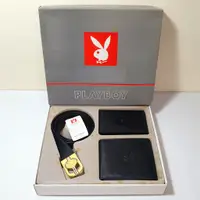 在飛比找蝦皮購物優惠-PLAYBOY 黑色 皮帶 腰帶 皮夾 短夾 卡夾 禮盒組 