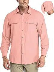 [33,000ft] Men's Long Sleeve Sun Protection Shirt UPF 50+ UV Quick Dry Cooling Fishing Shirts for Travel Safari Camping Hiking