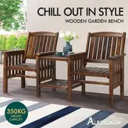 ALFORDSON Wooden Garden Bench Loveseat Outdoor Chairs Table Set Patio Charcoal