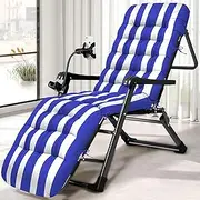 Tycdiose Chaise Lounge Cushions Outdoor Lounge Chair Cushion for Outdoor Patio Furniture Waterproof 71 x 20 x 4 Inch Indoor Outdoor Memory Foam Zero Gravity Chair Cushion wth Ties, Stripe Blue&White