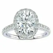Halo Design 5.30Ct White Oval Shape Shiny Sapphire Engagement Ring In 935 Silver