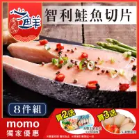 在飛比找momo購物網優惠-【心鮮】嚴選頂級智利鮭魚切片8件組(300g/片)