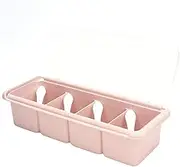 Non-Toxic Container Condiment Jars, Seasoning Box, 4 Compartments Granulated Garlic Sugar, Salt, Jams Red Pepper Flakes for All Kinds of Condiments(Pink)