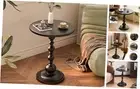 Metal Small End Table,Vintage Matte Black Round Side Table Nightstand for