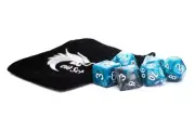 Old School 7 Piece DnD RPG Dice Set: Vorpal - Silver & Teal
