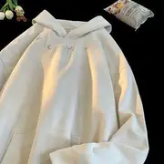 Embroidered Oversized Hoodie Almond - M