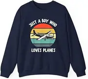 [X.Style] Just A Boy Who Loves Airplanes Boys 5T 4T 3T ds004 Sweater Navy S