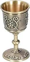 Bronze Vintage Goblet,Medieval Chalice Embossed Cup Collecting Ornaments Goblet Mini Glasses Copper with Flower Pattern for Party Wedding Communion Royal Celebrations Elegant Drinkware(Big)