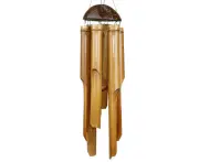 Bamboo Wind Chimes,Coconut Shell Top Large-Hanging Accessories Handmade Bamboo Wind Chimes Bamboo Tea Room Hotel