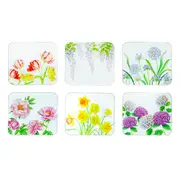 6pc Ashdene Botanical Symphony Floral 11cm Cork Coaster Square Table Protector
