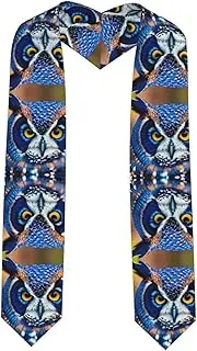 [SKKNT] Blue Owl 1 Print Graduation Shawl Stole For Academic Commencements Honor Sash Congratulations Gift