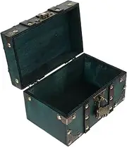 LABRIMP Pirate Treasure Chest with Lock Vintage Wooden Treasure Box for Jewelry Documents Rustic Decorative Storage Chest Wood Design for Organization