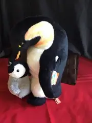 Wild Republic Emperor Penguin Mom and Baby 14”Plush Stuffed Animal New