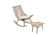 MIUZ Rattan Rocking Chair - Outdoor Recliner with Ergonomic Backrest for Patio, Porch & Balcony