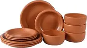 [Bloomhouse] Oprah's Favorite Things - Corsica Clay 12 Piece Stoneware Reactive Glaze Dinnerware Set - Burnt Apricot Terracotta