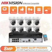 Hikvision 8CH 8MP IR MIC POE Plug Play 4K Outdoor CCTV Security Camera System