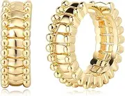 [MYEARS] Women Gold Huggie Hoop Earrings Ear Stud Cuff 14K Gold Plated Small Simple Minimalist Hypoallergenic Everyday Jewelry