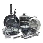 GreenLife Soft Grip 16 Piece Cookware Set Black