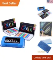 Premium Dustless Chalk Set - 24 Vibrant Colors with Washable Eraser Included