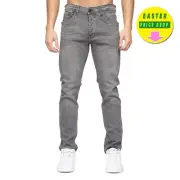 Crosshatch Malcolm Mens Slim Fit Denim Jeans Smart Casual Pants Light Grey Wash