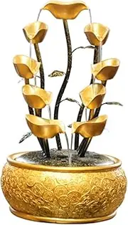Tabletop Fountain Gold Tabletop Fountain Synthetic Resin Desktop Fountain Gold Ingot Circulating Flowing Water Waterscape Creative Gift Relieve Stress (Size : L-5tier)