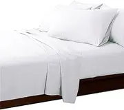 Essina Super King Sheet Set - 4pc Cotton Bed Sheet, 620 Thread Count, Fitted Sheet Deep Pocket, Solid Colour, White, Candies White