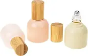 SAFIGLE 3Pcs Glass Roller Bottles with Bamboo Lids Refillable Essential Oil Containers for Perfume Aromatherapy Travel Accessories Leak Design Portable and Multipurpose