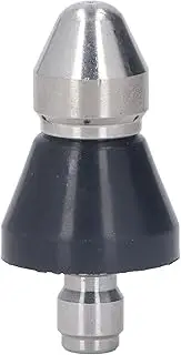 5000 PSI Pressure Washer Turbo Nozzle Compact Stainless Steel Drain Cleaning Nozzle with Front Pointed Tip for Home Ourdoor Sink Sewers Pipe Cleaning (Middle Head Rear 6 Holes 1/4in NPT)