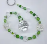 Beaded Suncatcher Green & Clear Crystal Prism Hanging Patio Decor Yard Art Tree
