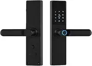 Tuya WiFi Biometric Fingerprint Handle Lock Smart Door Lock Tuyaa App Remote Unlock Keyless Entry Electronic Digital Door Lock Slimline Design(6085) Aqiong