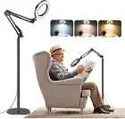 NZQXJXZ 10X 30X Large Magnifying Glass with Light and Stand, 72 LED Floor Lamp,