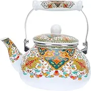HAKIDZEL 1pc Retro Enamel Teapot Stylish Household Kettle for Gas Induction Easy to Clean Lightweight for Tea Water Boiling