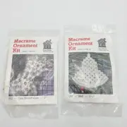 2 VINTAGE KNOT HOUSE MACRAME CHRISTMAS KIT ORNAMENT Two Snowflakes Bell New Kits