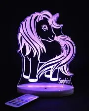 UNICORN PONY Personalised 3D LED Night Light Colour Changing Girls Lamp