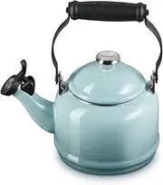 [Le Creuset] Enamel On Steel Demi Tea Kettle with Metal Finishes, 1.25 qt, Sea Salt