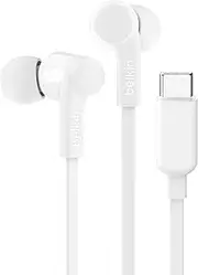 [Belkin] SoundForm Wired Earbuds with USB-C Connector, in-Ear Earphones w/Microphone - Headphones for iPhone 15, iPad mini, Galaxy S24, Android, and More with USB-C Connector (USB-C Headphones) - White