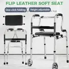 2 in1 Folding Walking Frame With Wheels & Seat Mobility Walker Adjustable Frame
