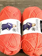 Lot of 2 ~ Loops and Threads Impeccable Yarn ~ Coral ~ 285 yds ~ 4.5 oz.