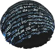 Programmer Programming Code Shower Cap Reusable Waterproof Shower Bonnet for Women Men Elastic Band Bath Hair Hat Double Layered Washable Bath Cap for All Hairstyles, Travel-Friendly