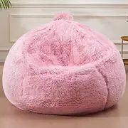 Stuffed Animal Bean Bag Storage Only Cover, Fluffy Plush Bean Bag Chair Washable, Big Bean Bag Chairs for Adults Kids Teens Side Pocket Anti-Slip Bottom
