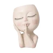 Face Planters Pots Unique Face Flower Pot Resin Head Planter with Drainage Hole