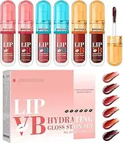 Tinted Lip Gloss | Non-sticky Long-Lasting Lip Stain Gloss,Non-greasy Lipstick Set for Travel Dating Friends Gathering Commuting Wedding