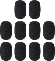 uxcell 10 Pcs Mini Foam Microphone Windscreen, 17x27mm High Density Black Mic Cover Noise Reduction Foam Covers for Streaming Stage Conference Use
