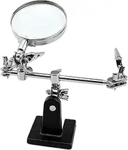 Helping 3rd Hand Sol ng Iron Hobby Tool Vise Clamp Magnifying Glass Electricians Tool Silver & Black One Size