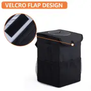 Car Trash Can W/ Lid & Storage Pockets Waterproof Garbage Bin Multipurpose