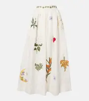 [Agua by Agua Bendita] Agua by Agua Bendita Tangelo embroidered linen maxi skirt UK 6 beige
