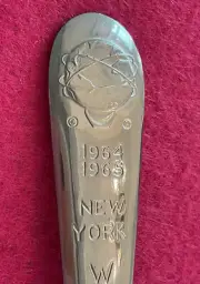NICE!! World's Fair 1964 Globe Souvenir Spoon U S Steel World Stainless 6"