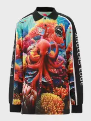 Kids Long Sleeve Fishing Polo Octopus Multi