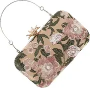 [Yardenfun] Chic Floral Embroidered Evening Clutch Handbag Shoulder Strap Stylish Purse for Wedding Prom and Evening Events