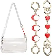 uxcell Bag Extender Chain, 2 Pcs Purse Strap Extenders Heart Moon Shape Chain Purse Making Supplies for Replacement Handbag Shoulder Bag Wallet Decoration, Red